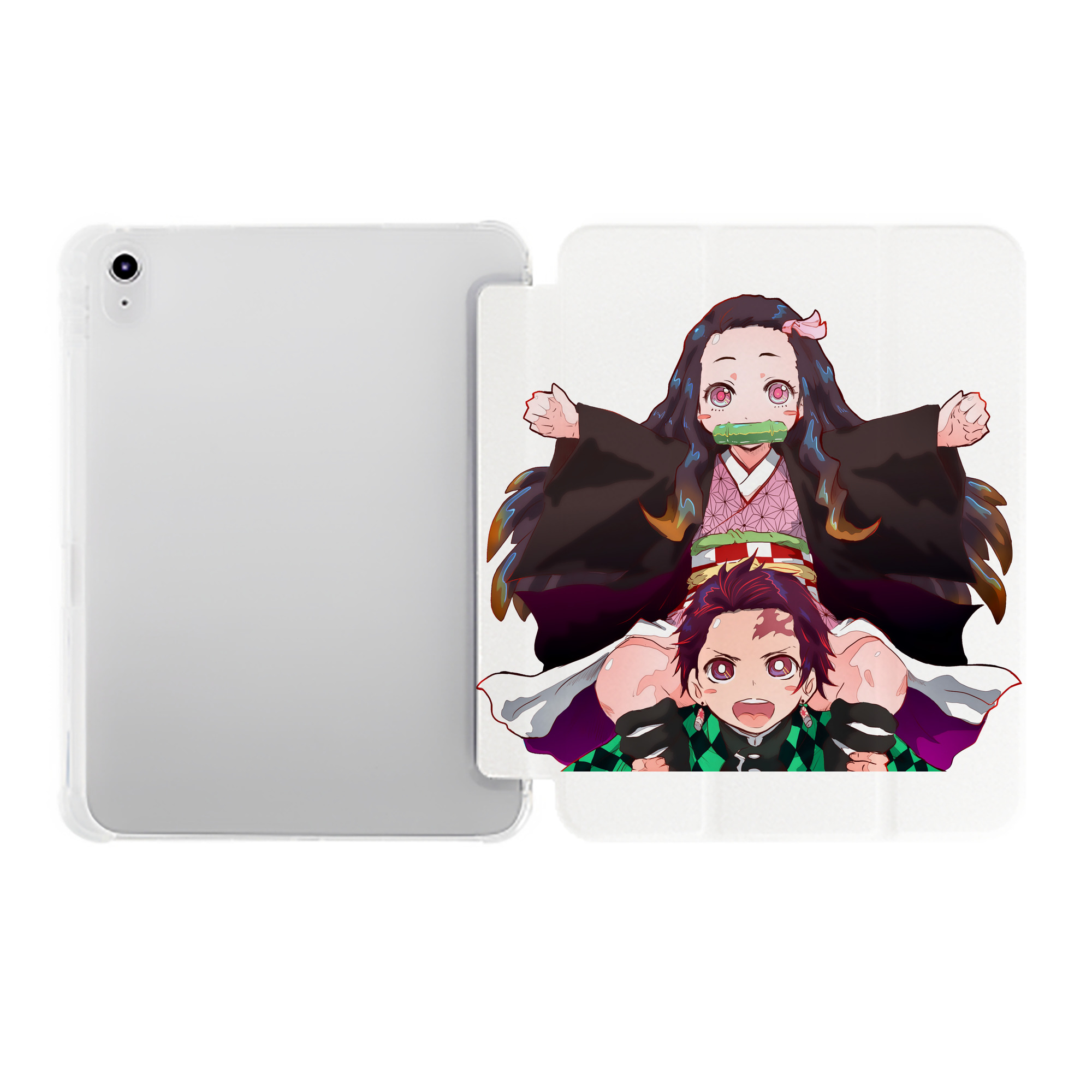 （画像用） 鬼滅の刃（きめつのやいば）竈門 禰󠄀豆子／かまど ねずこ Kamado Nezuko IPad ケース ペン収納付き 三つ折りスタンド PUレザー×シリコン 対応機種9.5/10.5/10.9インチ